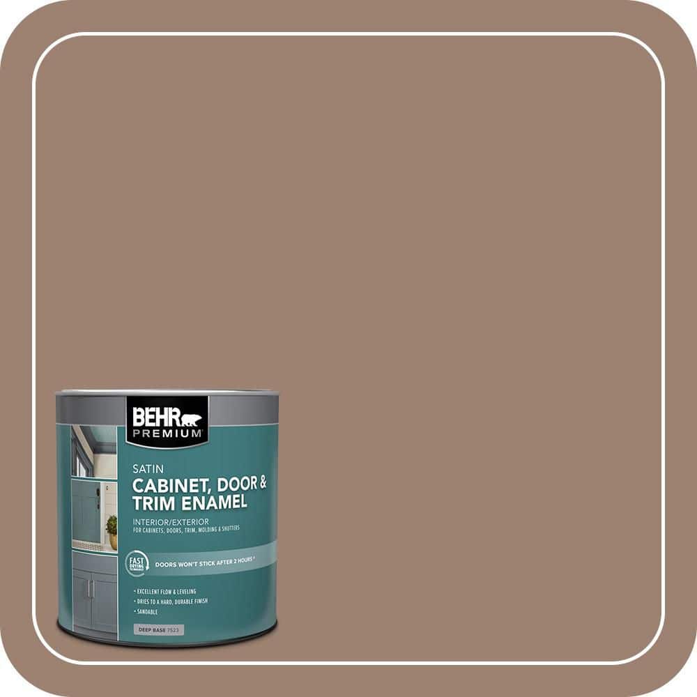 BEHR PREMIUM 1 qt. #AE-4 Pecan Brown Satin Enamel Interior/Exterior Cabinet, Door & Trim Paint