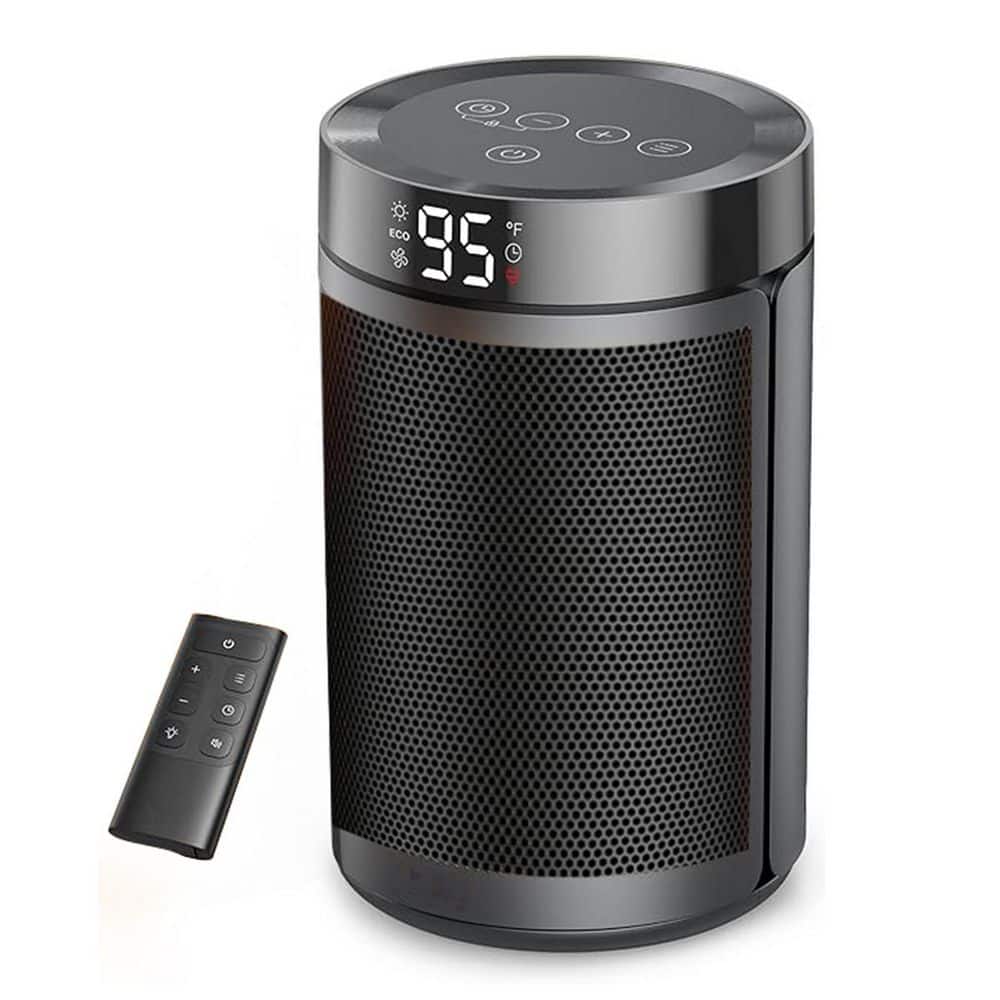 Lukyamzn 1500-Watts 11.2 in. H Portable Electric Forced Air Ceramic Space Heaters with Thermostat, Eco Mode and Fan Mode in Gold (1)