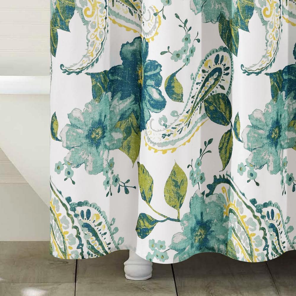 Lush Decor 72 in. x 72 in. Floral Paisley Shower Curtain Blue Single (2)