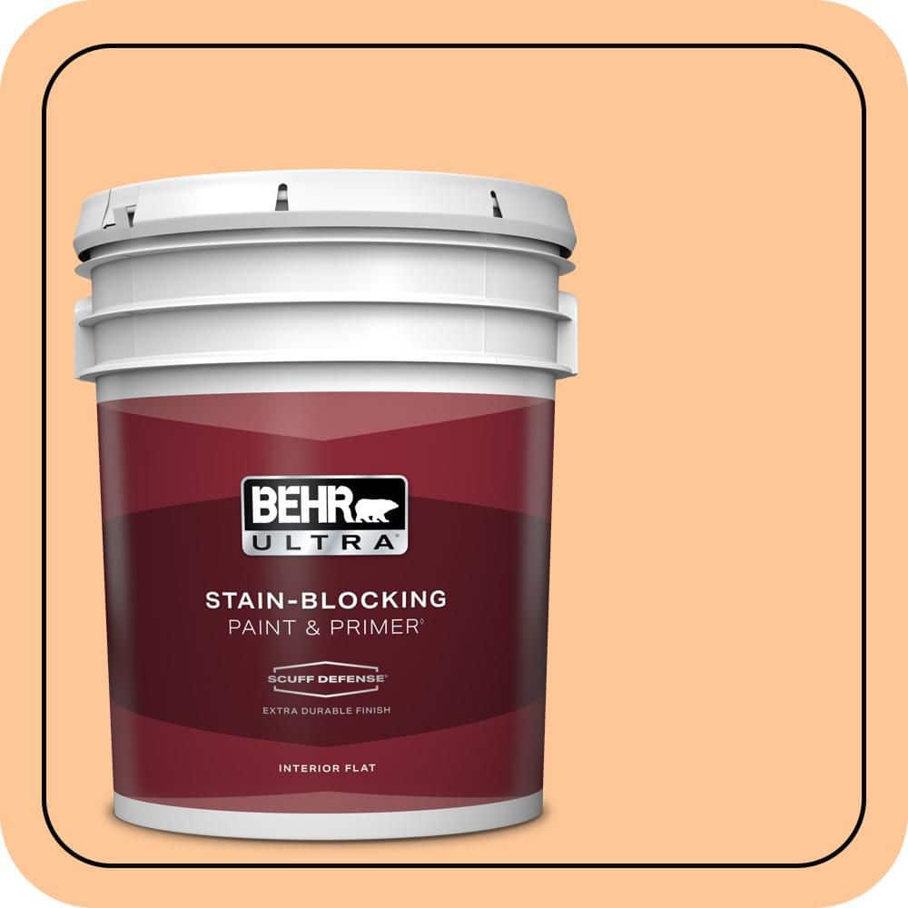 BEHR ULTRA 5 gal. #P230-4 Citrus Punch Extra Durable Flat Interior Paint & Primer