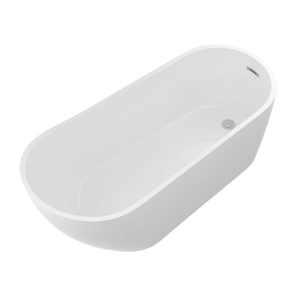 INSTER Contemporary 67 in. x 29.5 in. Soaking Bathtub with Center Drain in Acrylic Finish (3)