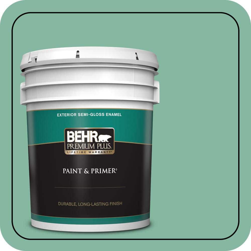 BEHR PREMIUM PLUS 5 gal. #480D-4 Indian Ocean Semi-Gloss Enamel Exterior Paint & Primer