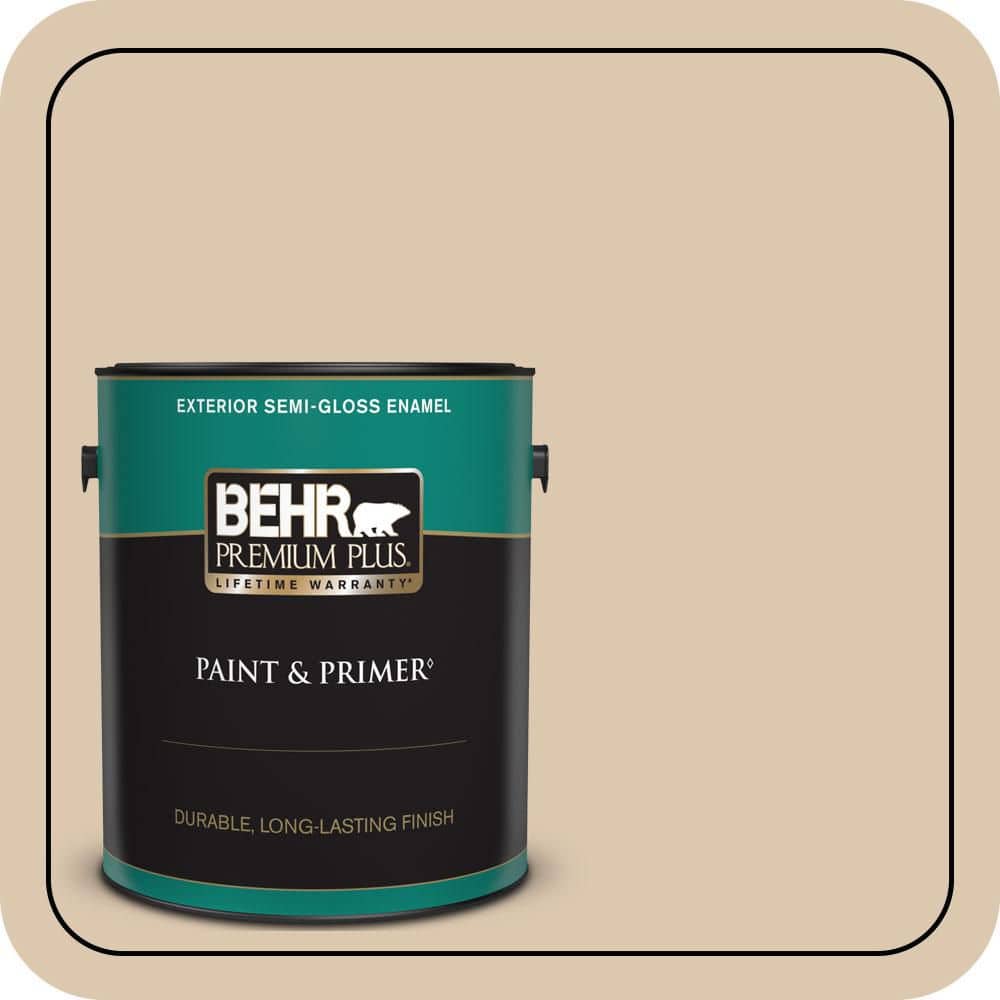 BEHR PREMIUM PLUS 1 gal. #N270-2 Lentil Semi-Gloss Enamel Exterior Paint & Primer