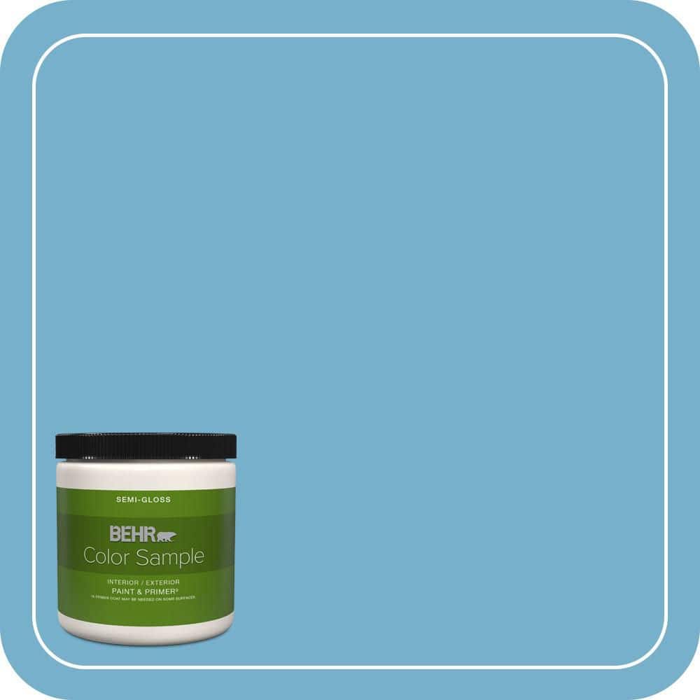 BEHR PREMIUM PLUS 8 oz. #550D-5 Ocean Cruise Semi-Gloss Interior/Exterior Paint & Primer Color Sample