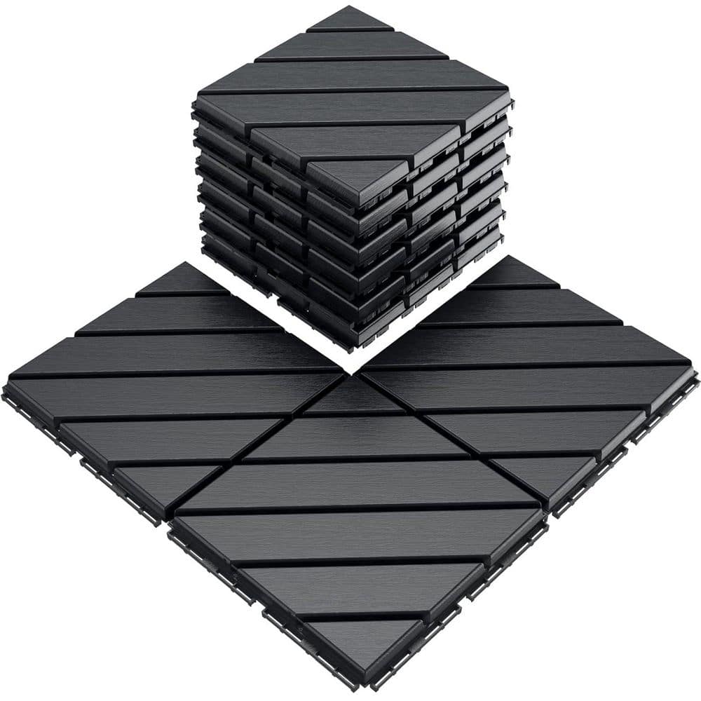 Afoxsos Interlocking Floor Tiles, 12 x 12 Outdoor Flooring, All-Weather Waterproof Deck Tiles, 1 sq. ft. Gray (1)