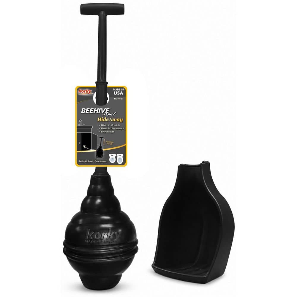 Korky Beehive Max Hideaway Toilet Plunger and Holder, Black