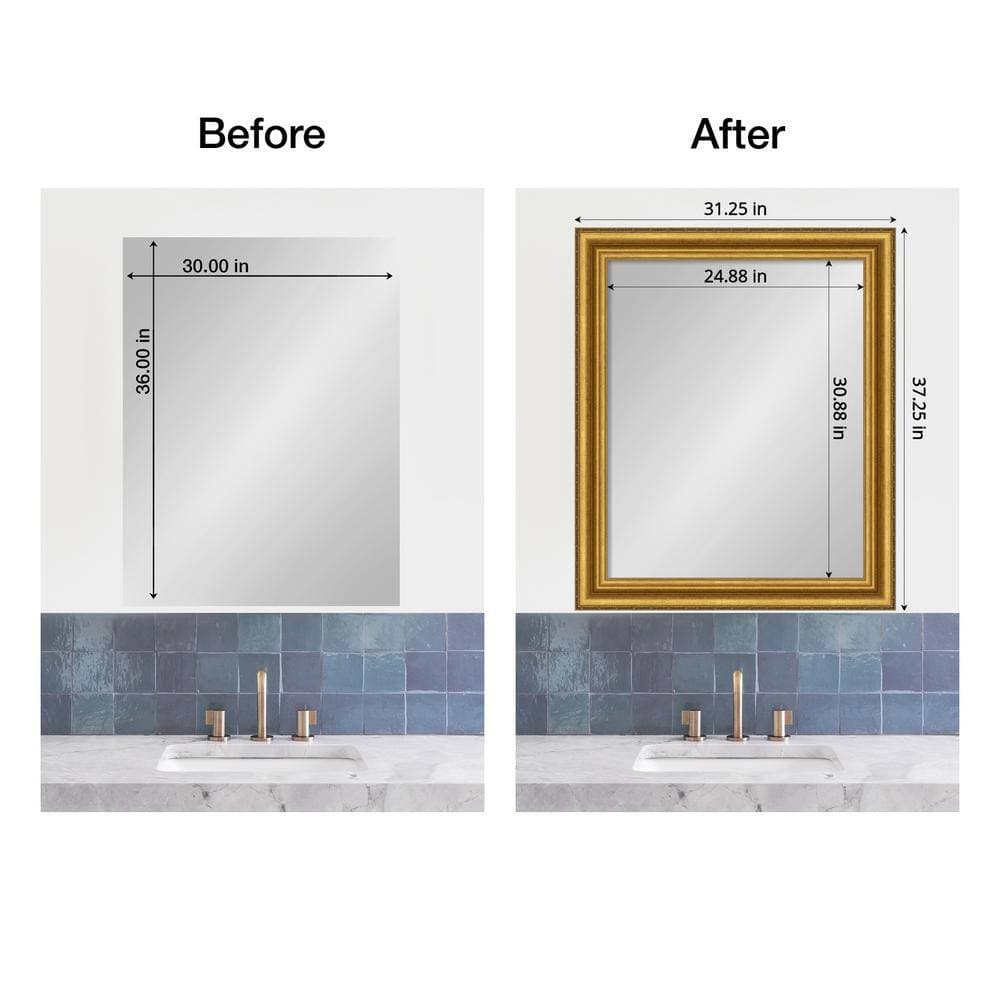 Amanti Art Mirror Makeover Parlor Gold 31.25 in. W x 37.25 in. H Bathroom Mirror Frame Border Kit-Fits a 30 x 36 mirror (3)