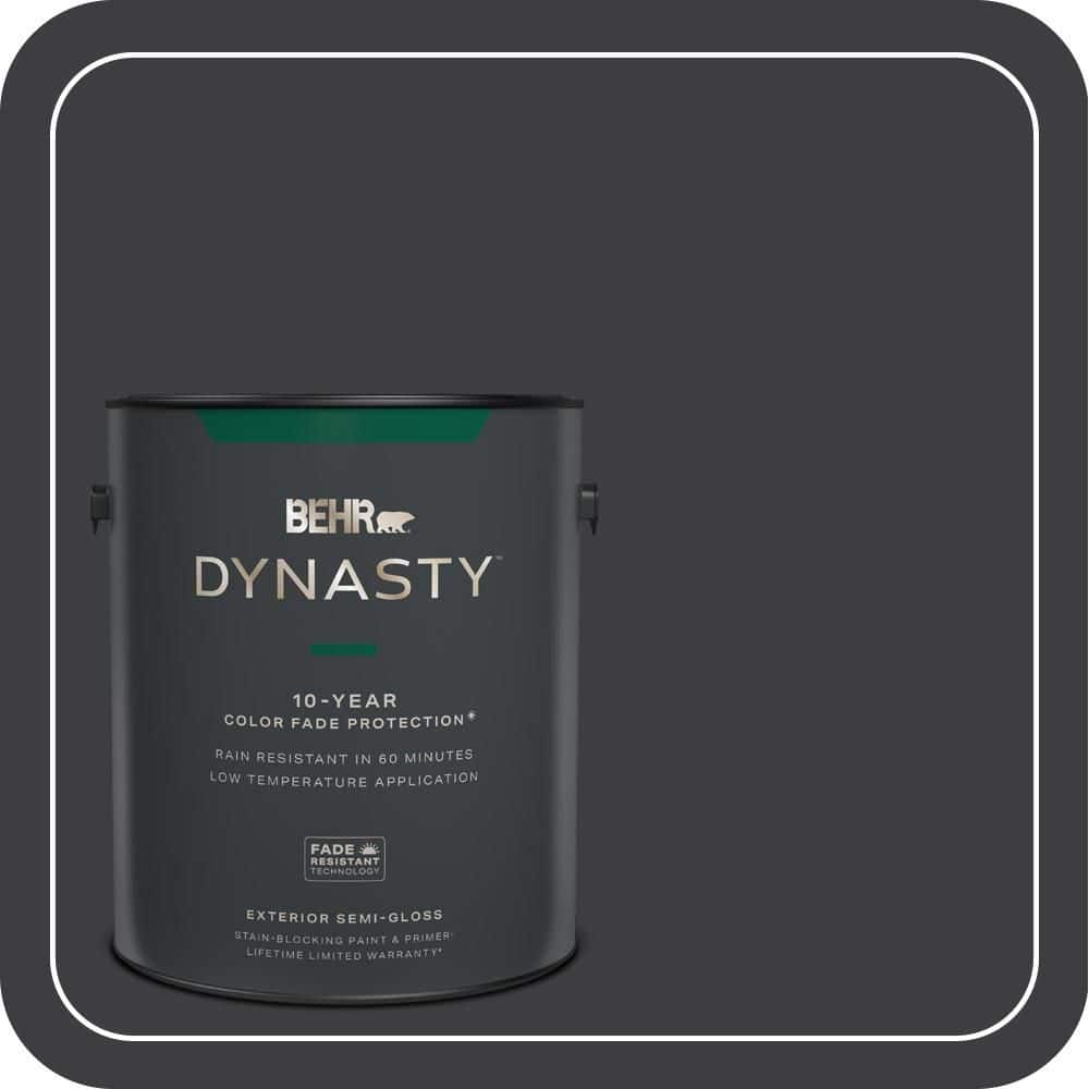 BEHR DYNASTY 1 gal. #PPH-34 Black Smoke Semi-Gloss Exterior Stain-Blocking Paint & Primer