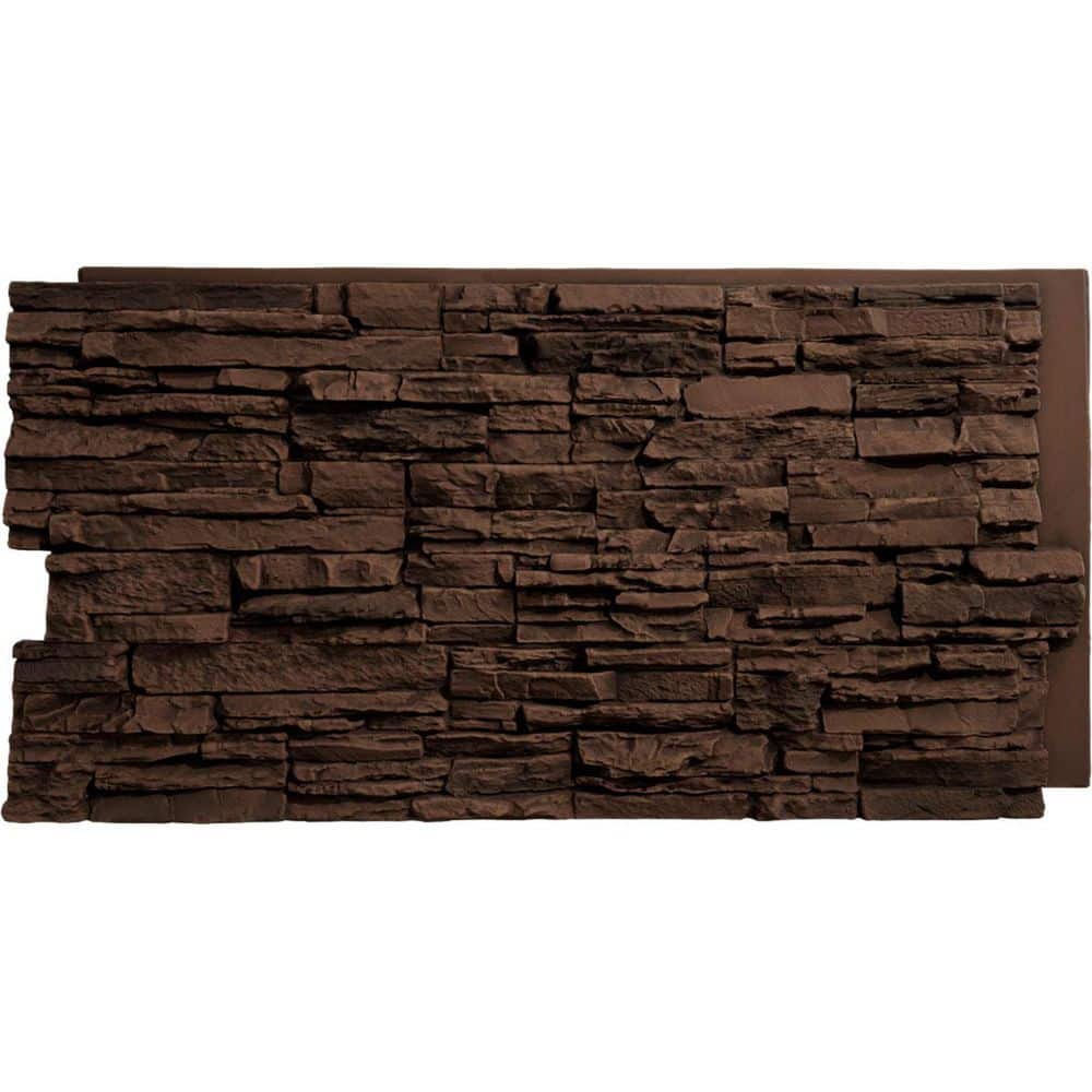 Ekena Millwork EverStone Canyon Ridge Faux Stone Panel, 45 3/4"W x 24 1/2"H x 1 1/4"D, Weathered Brown Color (1)