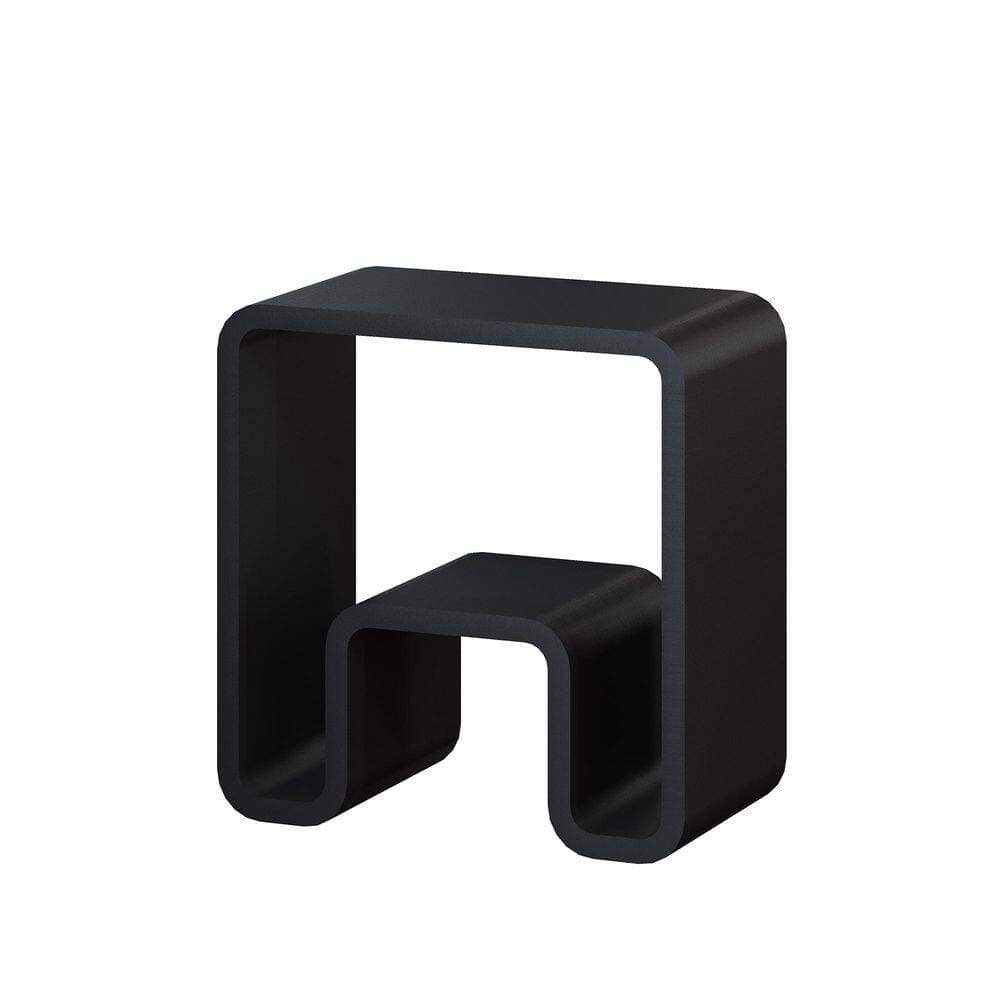 VANITYFUS 9.06 in. W Concave Solid Surface Artistic Shower Stool Free-standing Waterproof Vanity Seat in Matte Black (3)