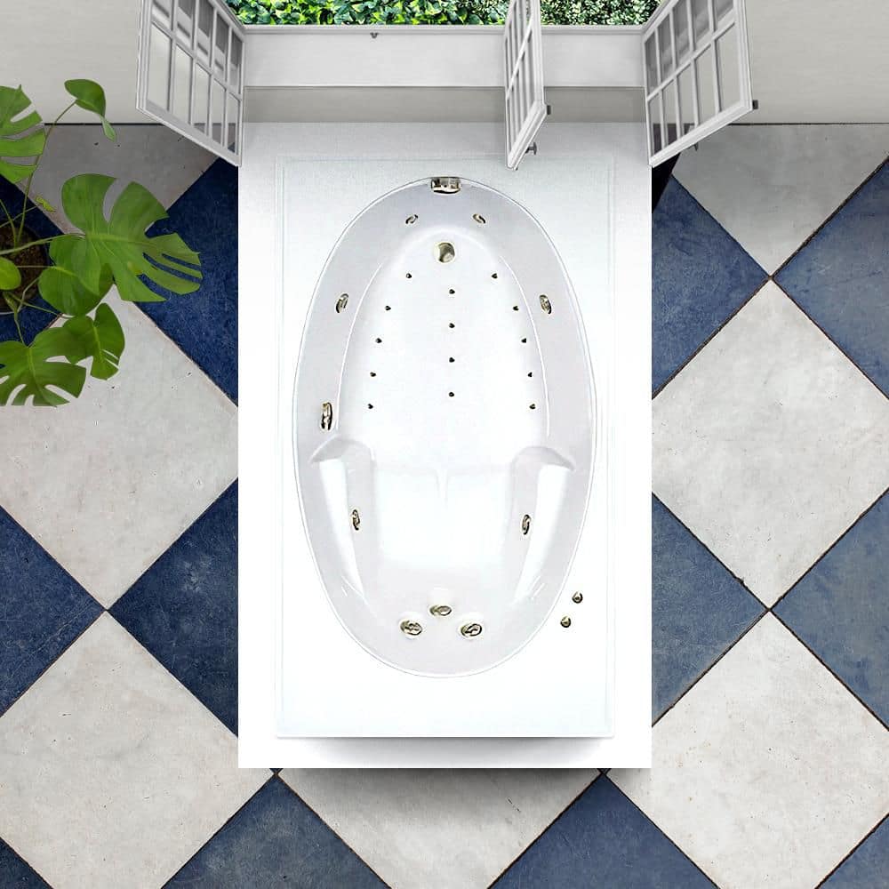 Comfortflo 60 in. x 42 in. Acrylic Rectangular Drop-in Whirlpool and Air Bathtub with Reversible Drain in White (3)