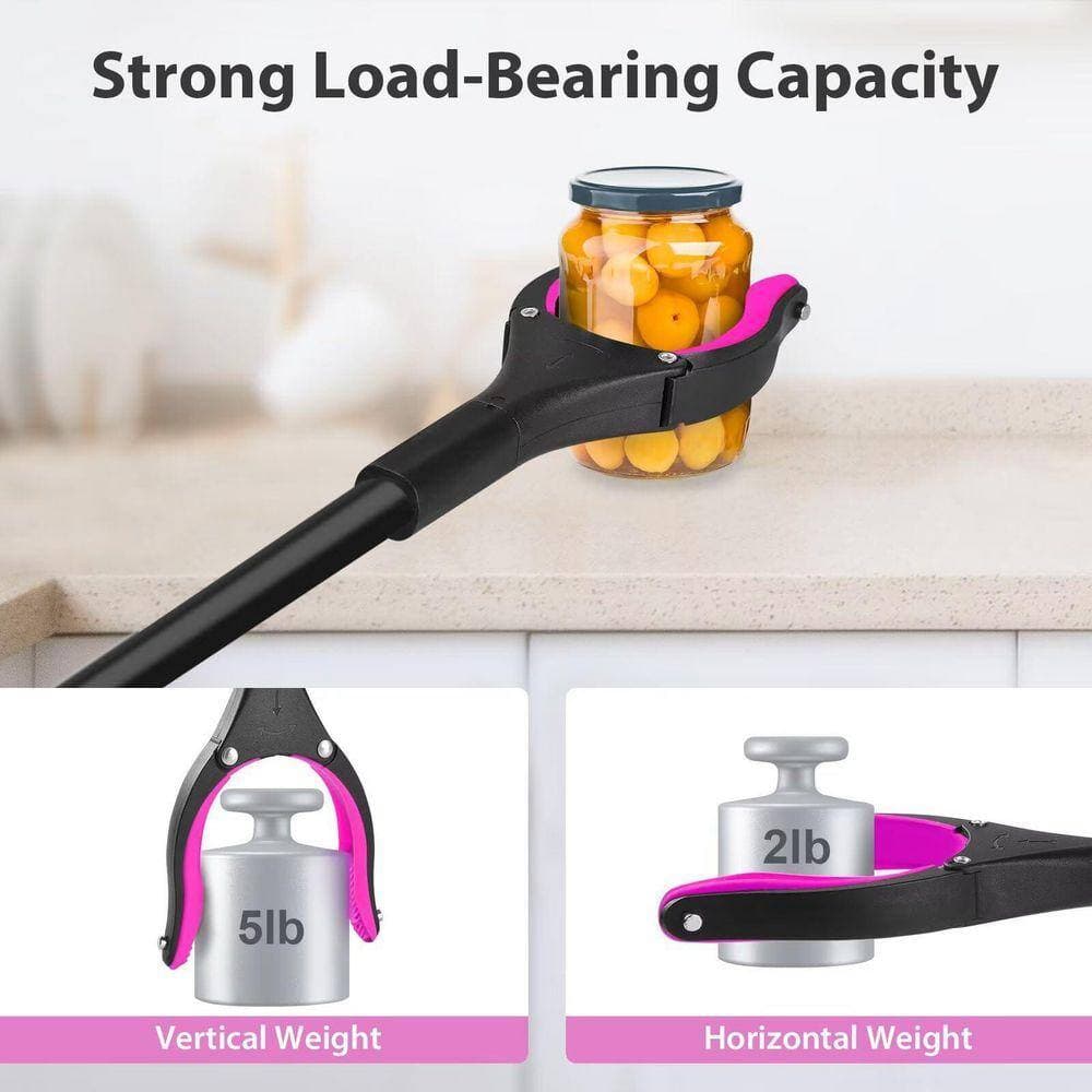 Justincity 36 in. Foldable Grabber Reacher Tool 360° Rotating Jaw 2-Magnets Lightweight Pink for Seniors (2)