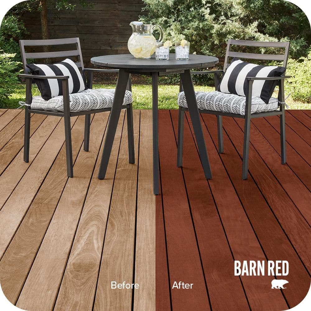 BEHR PREMIUM 1 gal. #ST-112 Barn Red Semi-Transparent Waterproofing Exterior Wood Stain and Sealer (2)
