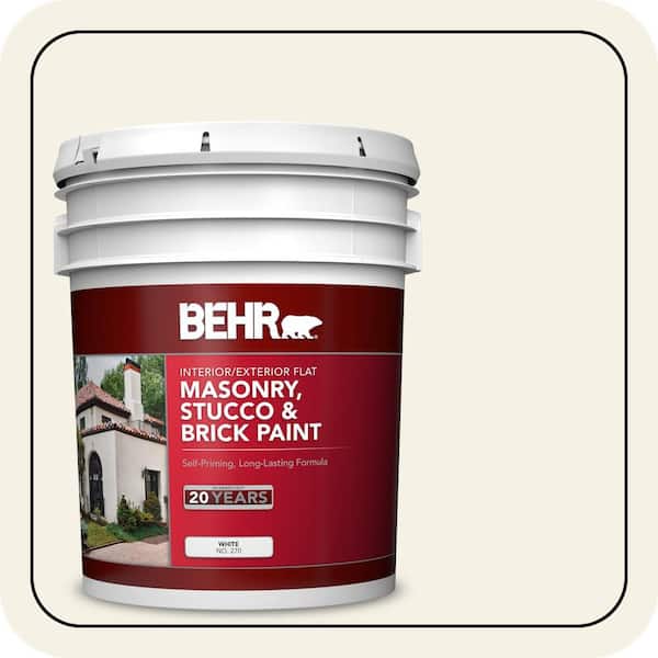 BEHR 5 gal. #BWC-01 Simply White Flat Interior/Exterior Masonry, Stucco and Brick Paint (2)