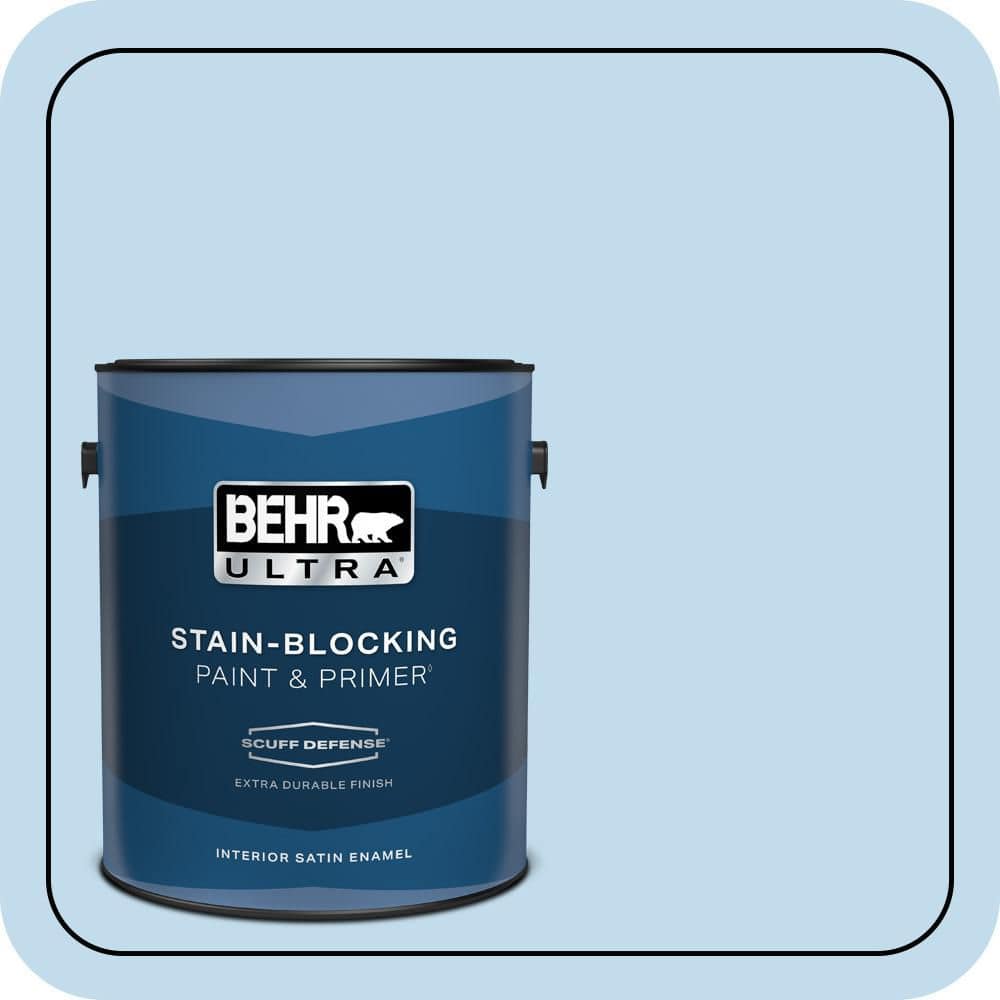 BEHR ULTRA 1 gal. #560A-2 Morning Breeze Extra Durable Satin Enamel Interior Paint & Primer (1)