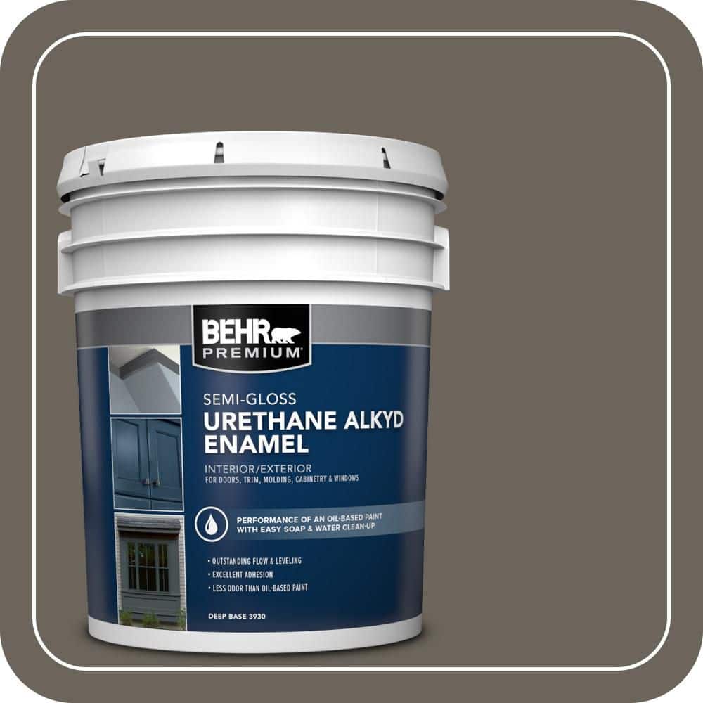 BEHR PREMIUM 5 gal. #N360-6 Patio Stone Urethane Alkyd Semi-Gloss Enamel Interior/Exterior Paint