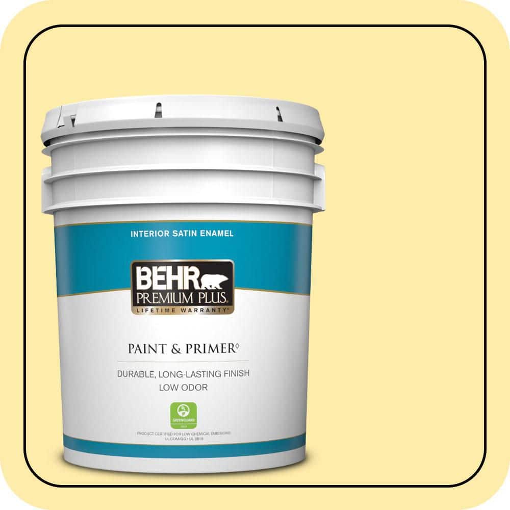 BEHR PREMIUM PLUS 5 gal. #P300-3 Rite of Spring Satin Enamel Low Odor Interior Paint & Primer