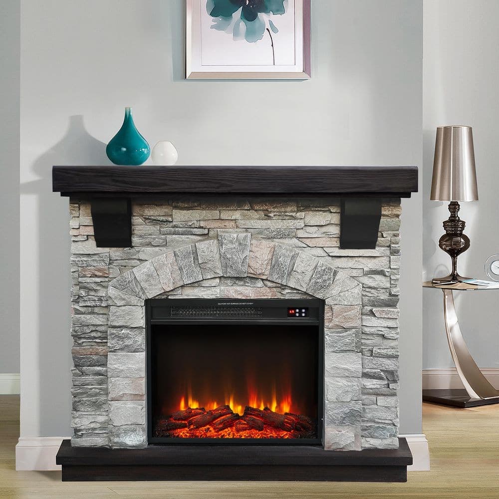 FESTIVO 45 in. Freestanding Electric Fireplace in Gray