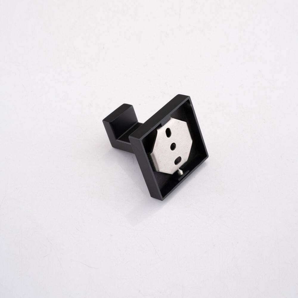 Buruis 2-Pack Square J-Hook Robe/Towel Hook in Matte Black, Designed for Bathroom, Bedroom and Kitchen (2)