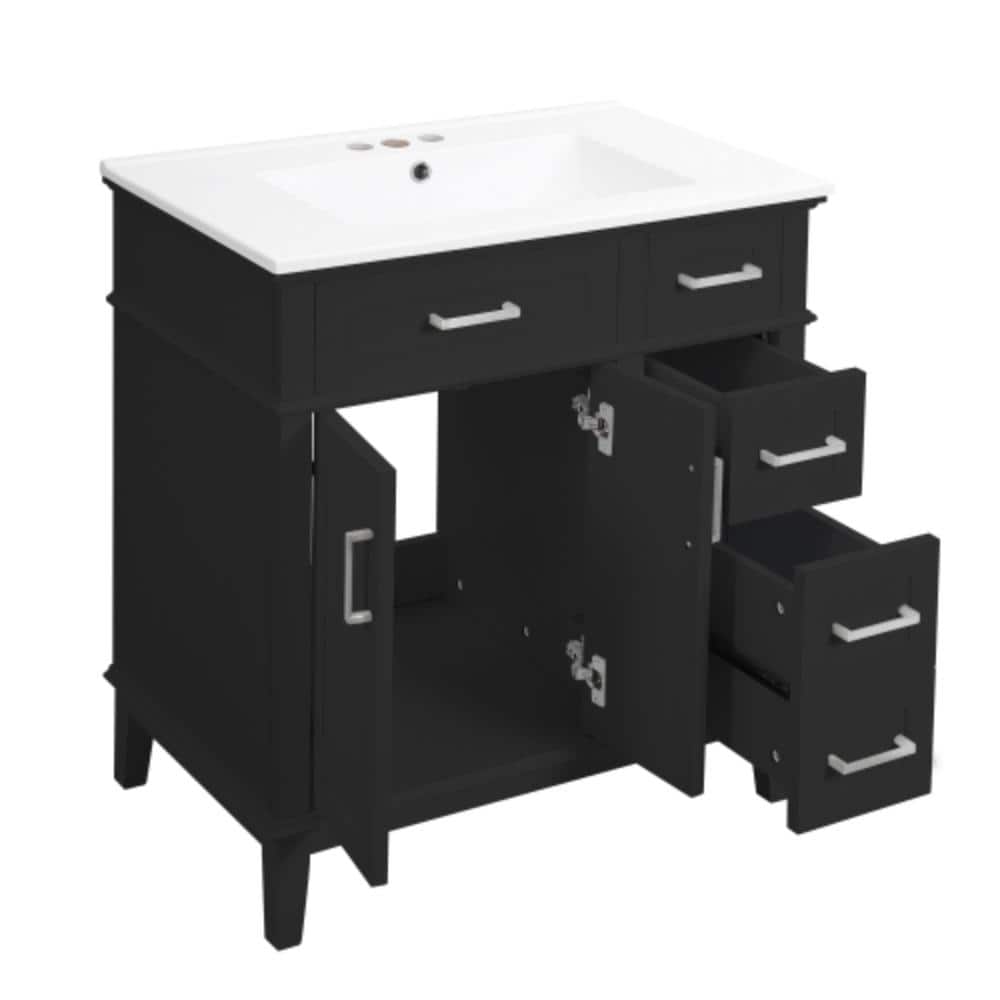 Unbranded 30 in. W x 18 in. D x 34 in. H Bathroom Black Linen Cabinet
