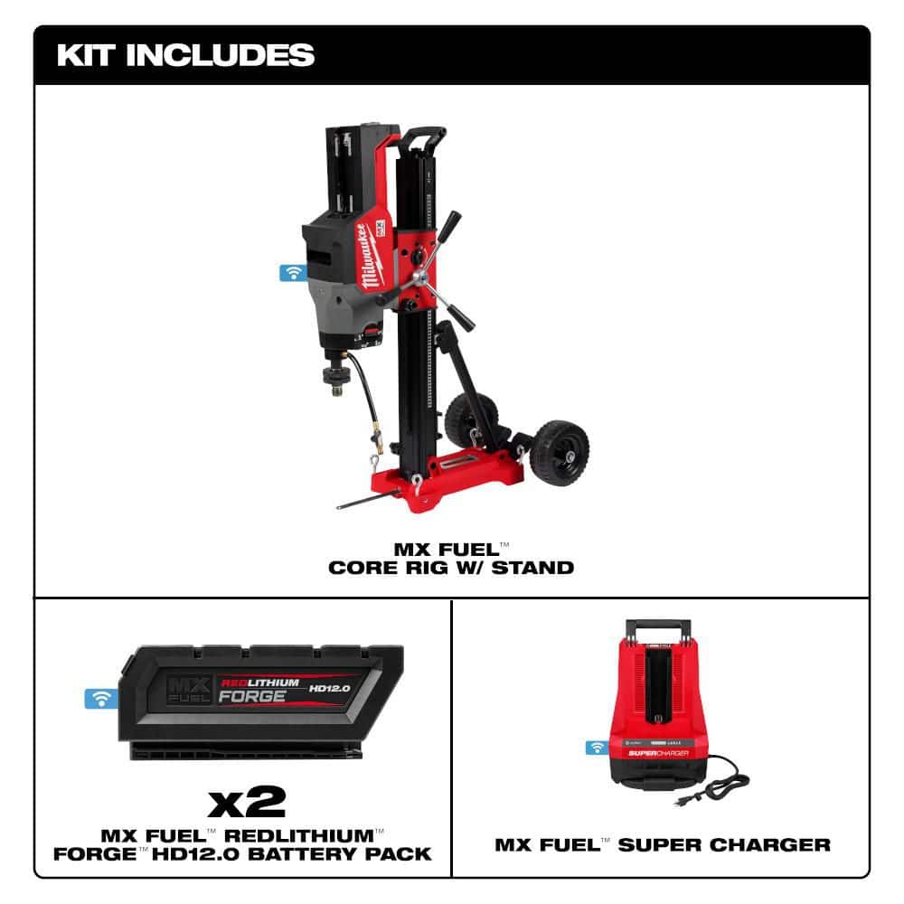 Milwaukee MX FUEL Lithium-Ion Core Drill Rig Kit with (2) FORGE HD12.0 Batteries and (1) MX FUEL Super Charger and Stand (2)
