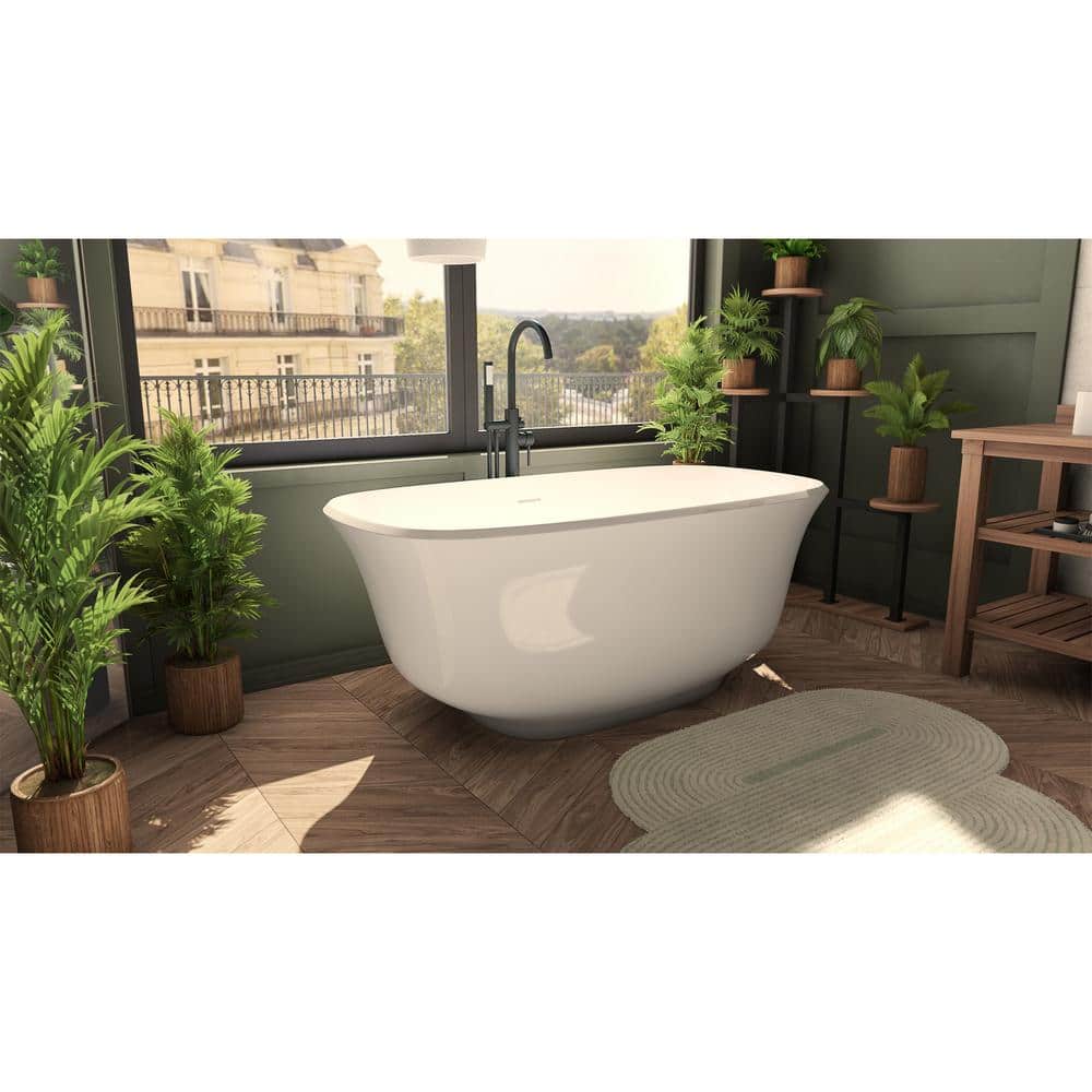 DreamLine Elegance 67 in. x 31.25 in. Acrylic Freestanding Soaking Bathtub in White with Center Drain in White (3)