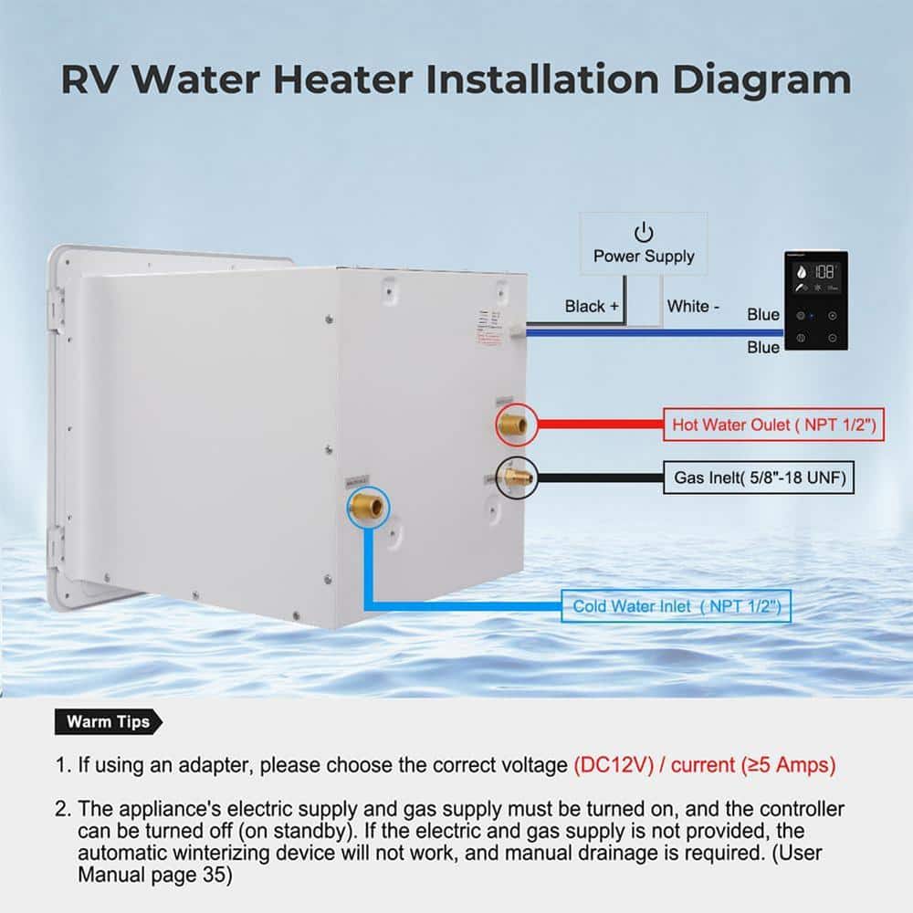 CAMPLUX Pro 10, 65,000 BTU Max 3.9 GPM RV Propane Tankless Water Heater with Door and 2 Years Warranty (3)
