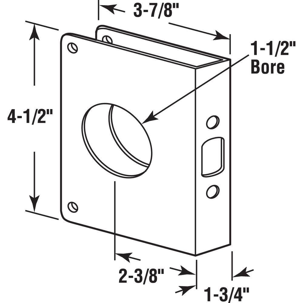 Prime-Line 1-3/4 in. x 4-1/2 in. Thick Solid Brass Lock and Door Reinforcer, 1-1/2 in. Single Bore, 2-3/8 in. Backset (2)