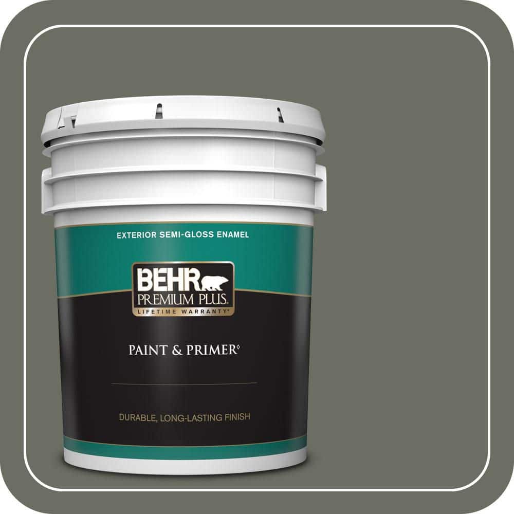 BEHR PREMIUM PLUS 5 gal. #N380-6 Bonsai Trunk Semi-Gloss Enamel Exterior Paint & Primer