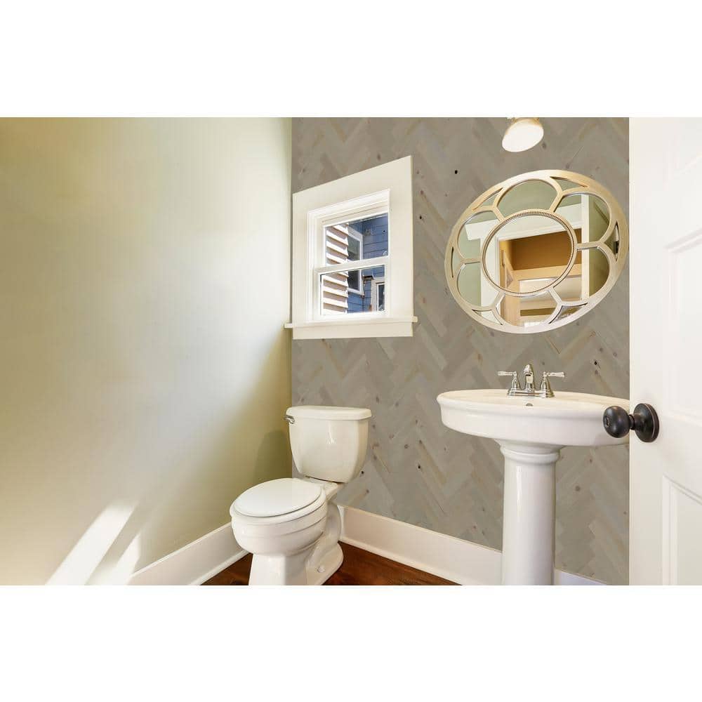 Timberchic 1/8 in. x 3 in. x 12 in. Light Gray Peel and Stick Wooden Decorative Wall Paneling (10 sq. ft.) (2)