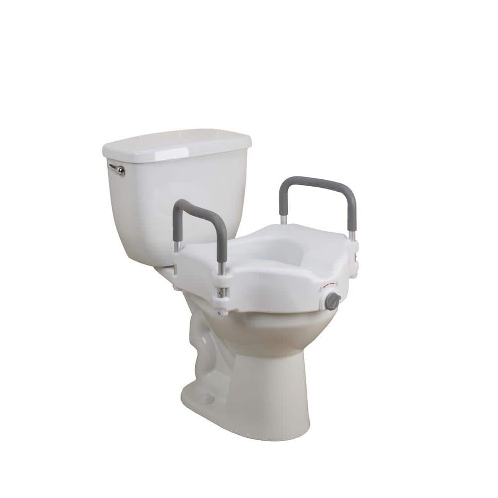 Drive Medical Elevated Raised Toilet Seat with Removable Padded Arms (2)