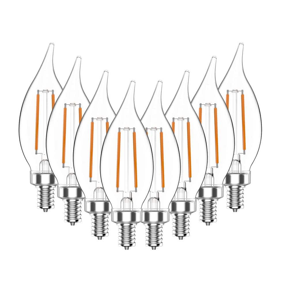 Unbranded 40-Watt Equivalent B11 Non-Dimmable CEC Clear Glass Filament Vintage Edison LED Light Bulb Soft White 2700K (8-Pack) (2)