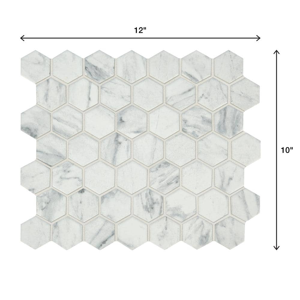 Lifeproof Carrara 10 in. x 12 in. x 6.35 mm Ceramic Hexagon Mosaic Floor and Wall Tile (0.81 sq. ft./Each) (4)