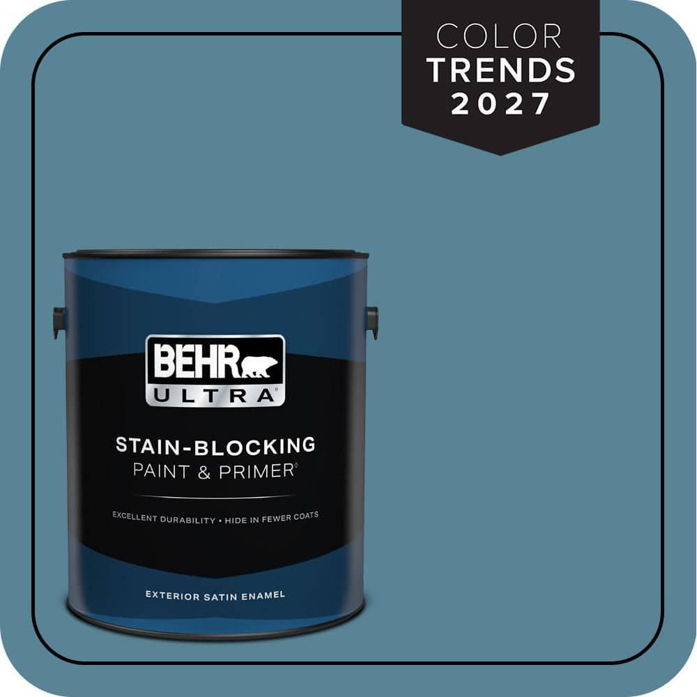 BEHR ULTRA 1 gal. #S480-5 Blue Moon Bay Satin Enamel Exterior Paint & Primer