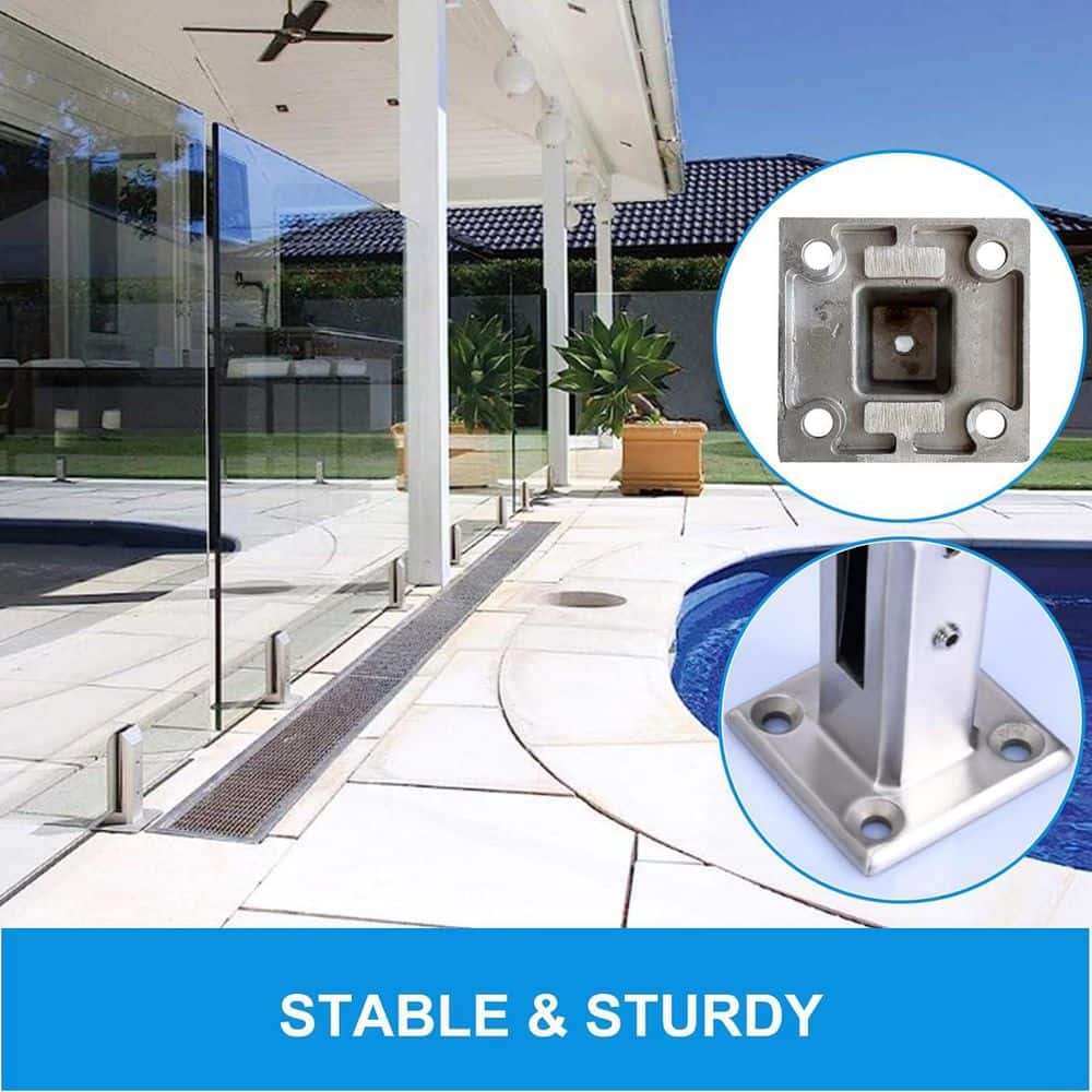 Afoxsos Stainless Steel 304 Glass Railing Post with Spigots System for Pool Fence and Balcony Silver 4 Pack (3)