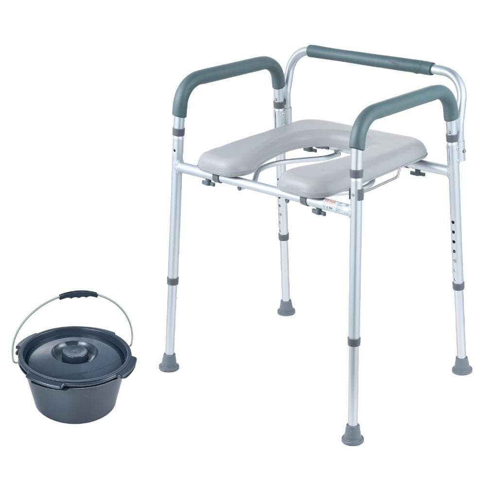 Bunpeony Bedside Commode Chair with Padded Seat and Arms, 7-Level Adjustable Height, 5.8L Bucket, 350 lbs. (2)