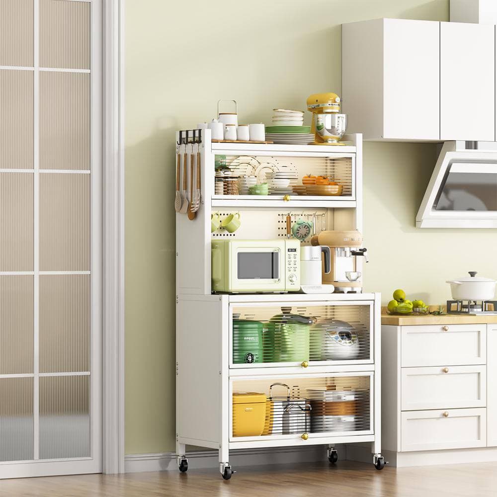 COWLOWN 39.4 in. W x 15.7 in. D x 65 in. H White Metal Linen Cabinet (2)