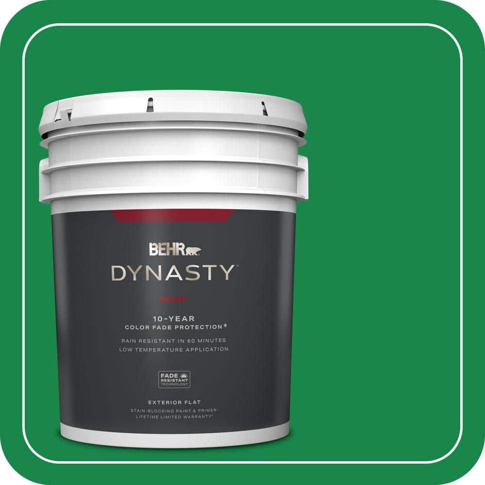BEHR DYNASTY 5 gal. #460B-6 Chlorophyll Flat Exterior Stain-Blocking Paint & Primer