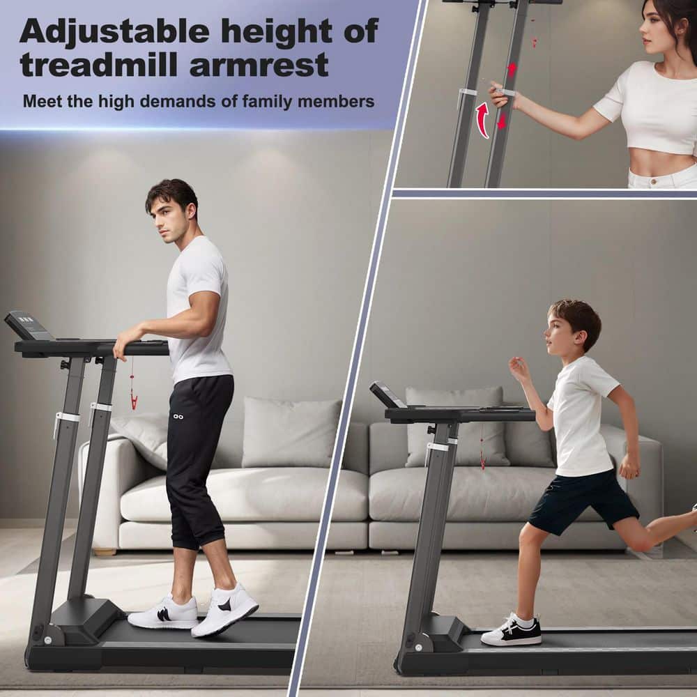 Tidoin 2.5 HP Black Metal Foldable Electric Treadmill with Safety Key, LED Display, Bluetooth Speaker and Inclines (3)