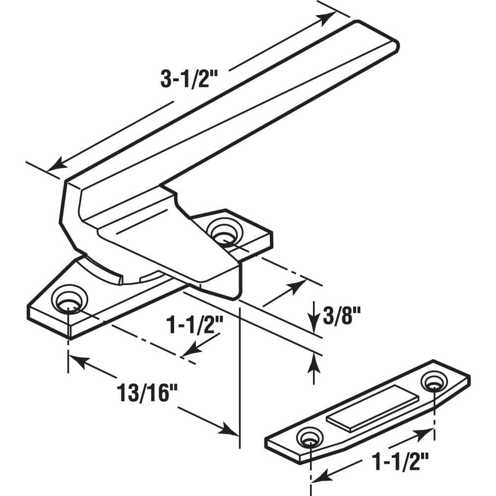 Prime-Line Right-Handed, Diecast, Casement Locking Handle with Offset Base, Gray (Single Pack) (2)