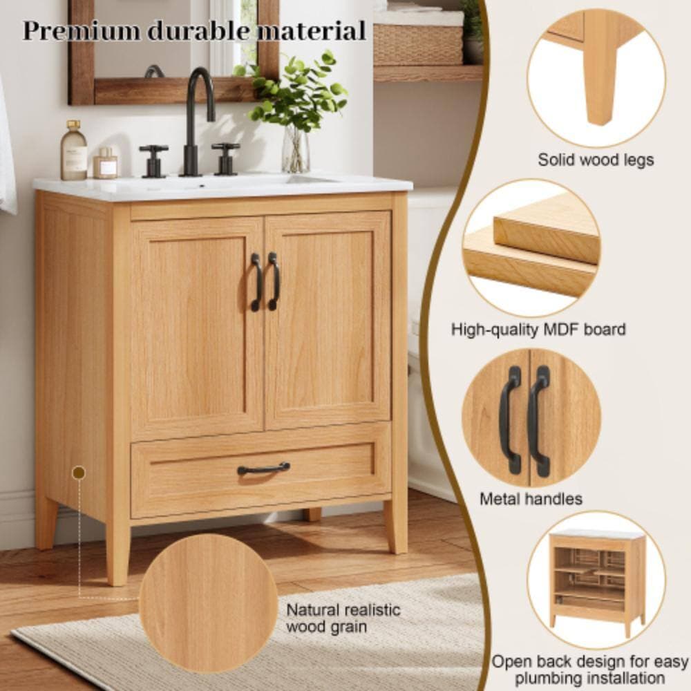 Unbranded 30 in. W x 18 in. D x 33.75 in. H Bathroom Brown Linen Cabinet (3)