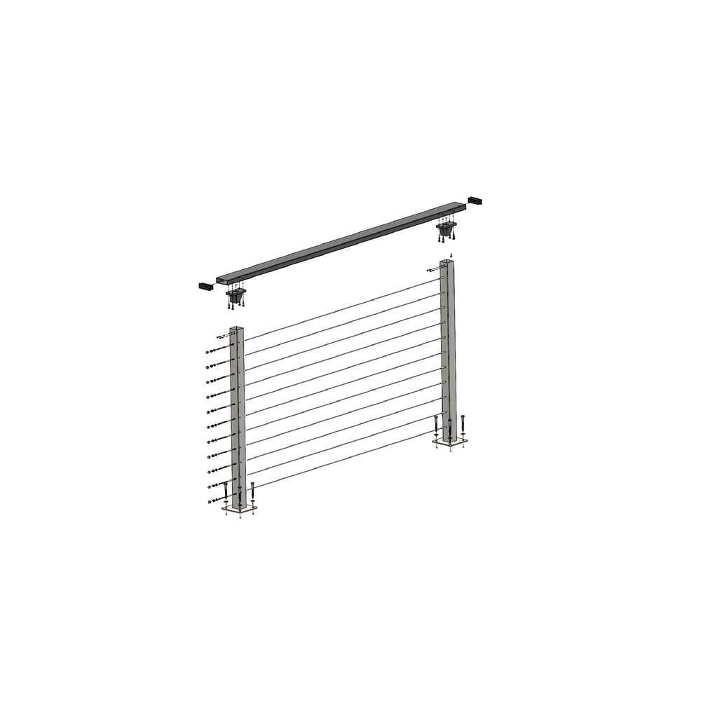 CityPost 6 ft. Deck Cable Railing, 42 in. Base Mount, White (2)