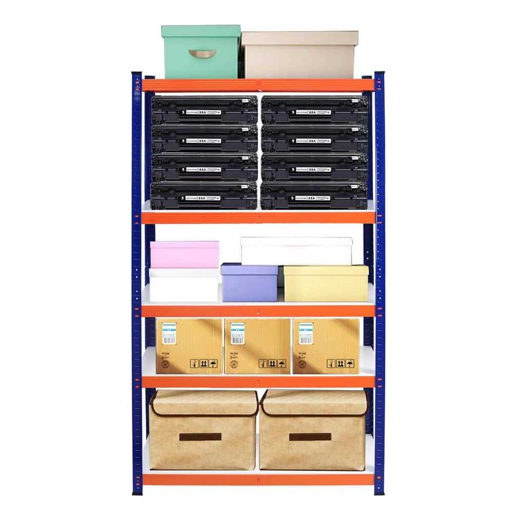 Tatayosi 35.4 in. W x  70.8 in. H x 15.7 in. D Heavy Duty Iron Garage Storage Shelves Rectangular Bathroom Storage Shelf in Blue (2)