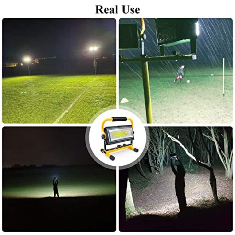 BeamBox 100-Watt Rechargeable 5-Volt 7000 Lumen COB LED Portable Work Light with Stand Adjustable Dimmable Flood Light (3)