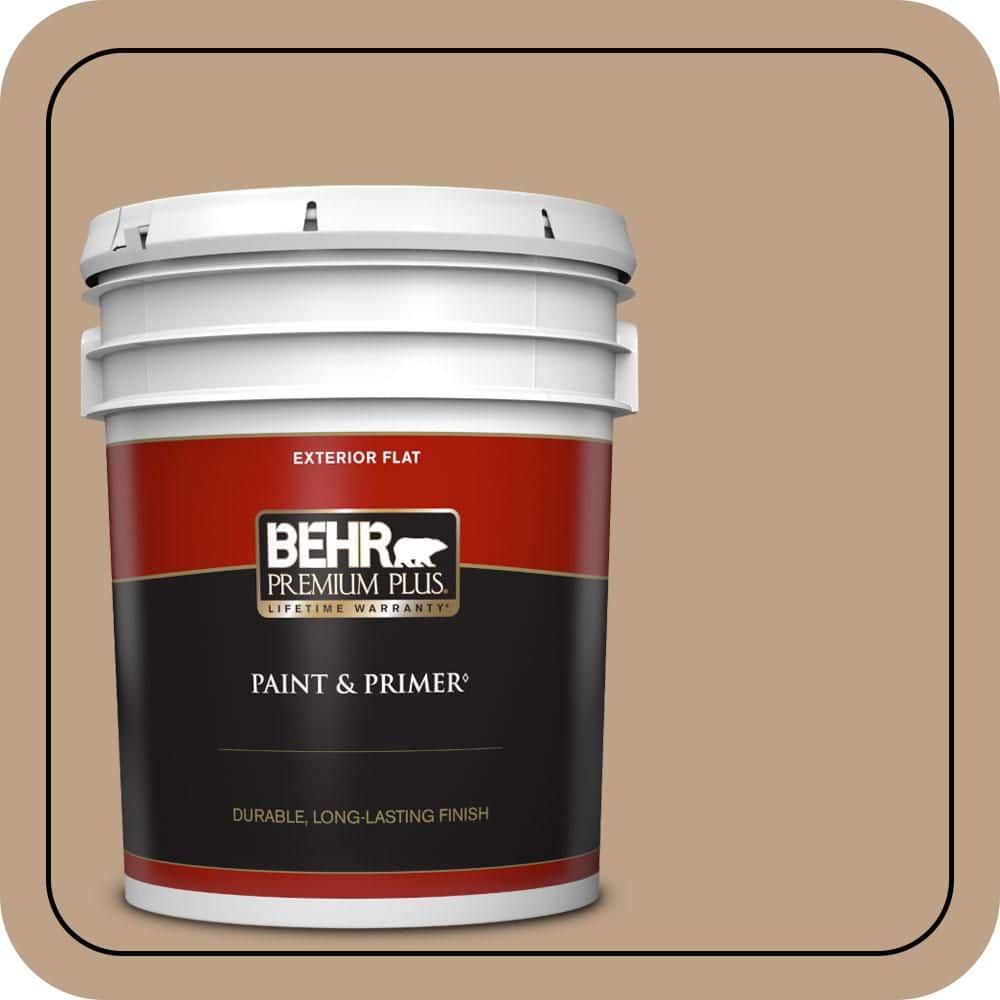 BEHR PREMIUM PLUS 5 gal. #PPU4-05 Basketry Flat Exterior Paint & Primer