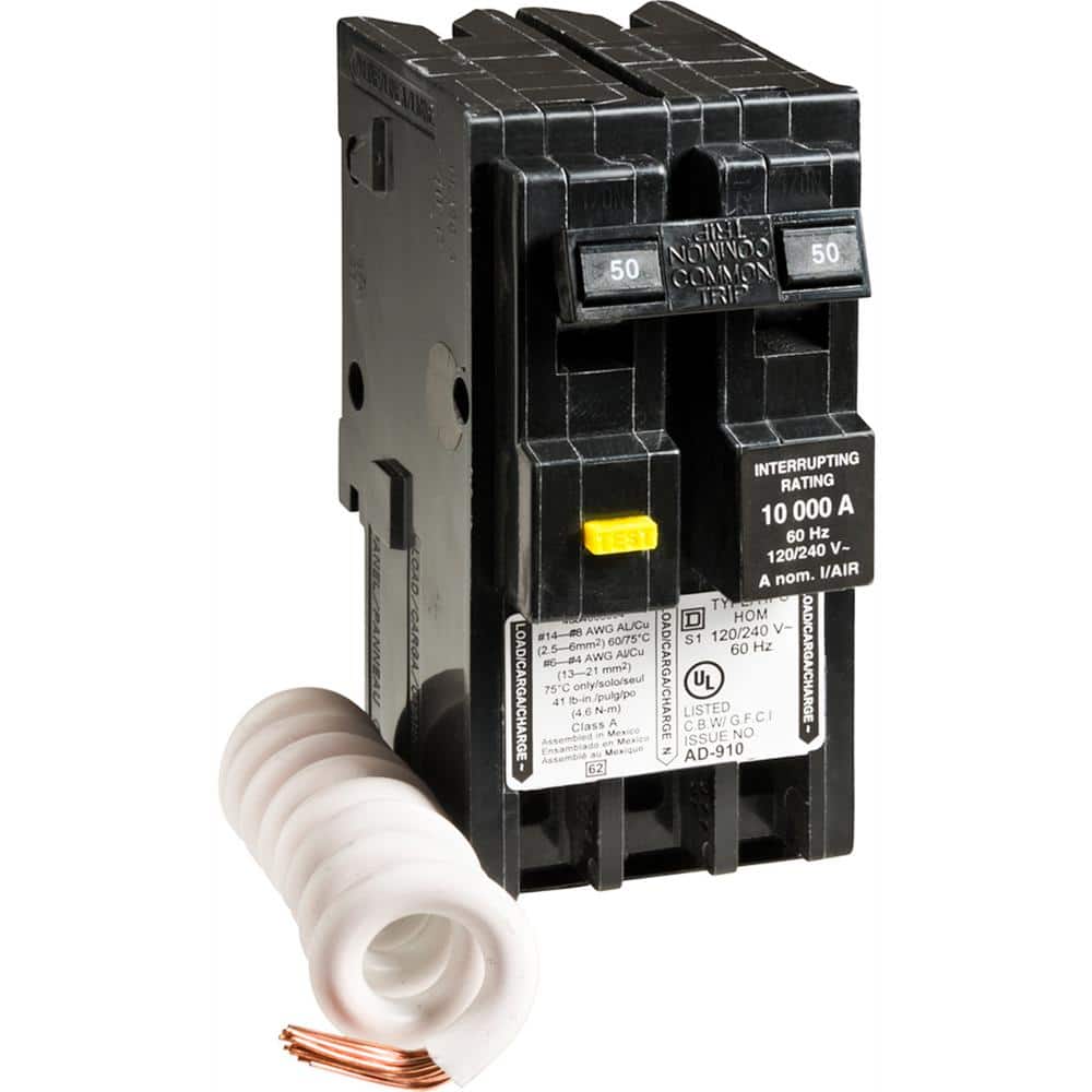 Square D Homeline 50-Amp 2-Pole GFCI Circuit Breaker (HOM250GFICP)