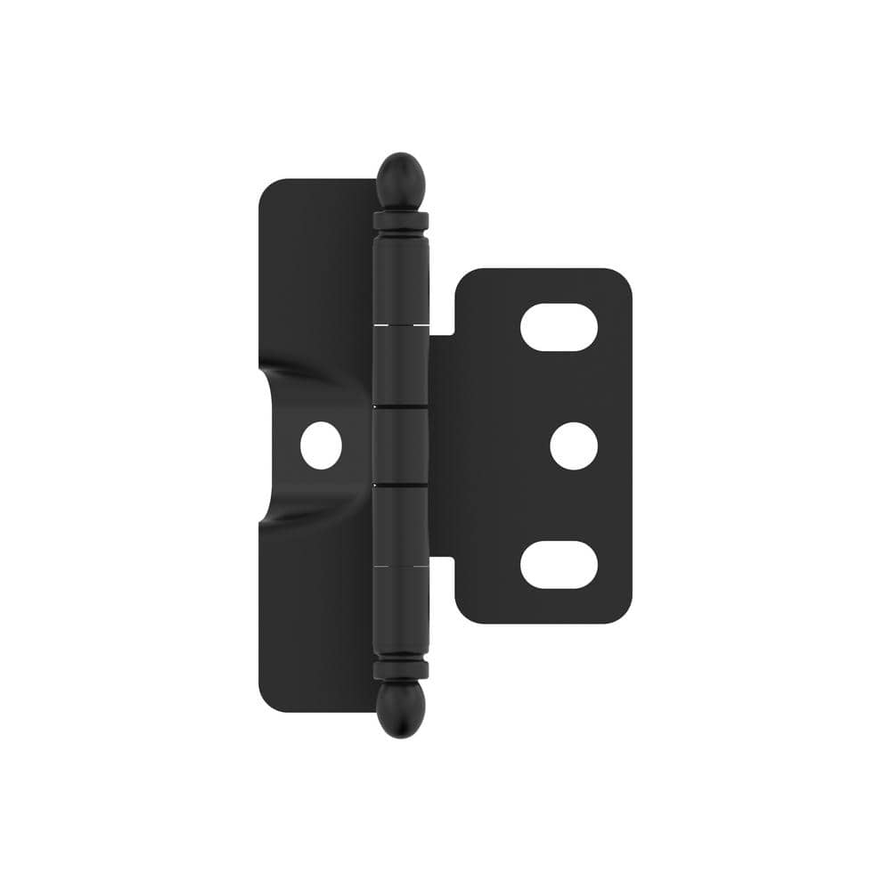 Amerock Matte Black 3/4 in. (19 mm) Door Thickness Full Inset, Full Wrap Ball Tip Cabinet Hinge - Single Hinge (1)