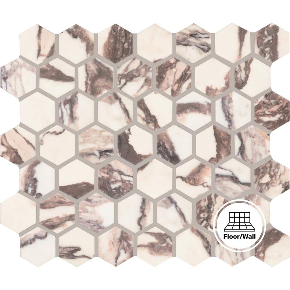Daltile Lamora Rosewood 12 in. x 10 in. Glazed Ceramic Hexagon Mosaic Tile (0.81 sq. ft./each) (2)