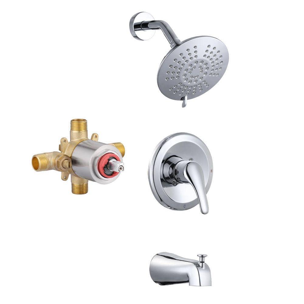 ARCORA Single Handle 5-Spray Tub and Shower Faucet 1.8 GPM in. Spot Defense Chrome Valve Included (1)