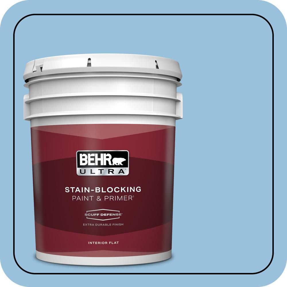 BEHR ULTRA 5 gal. #M520-3 Charismatic Sky Extra-Durable Flat Interior Paint & Primer